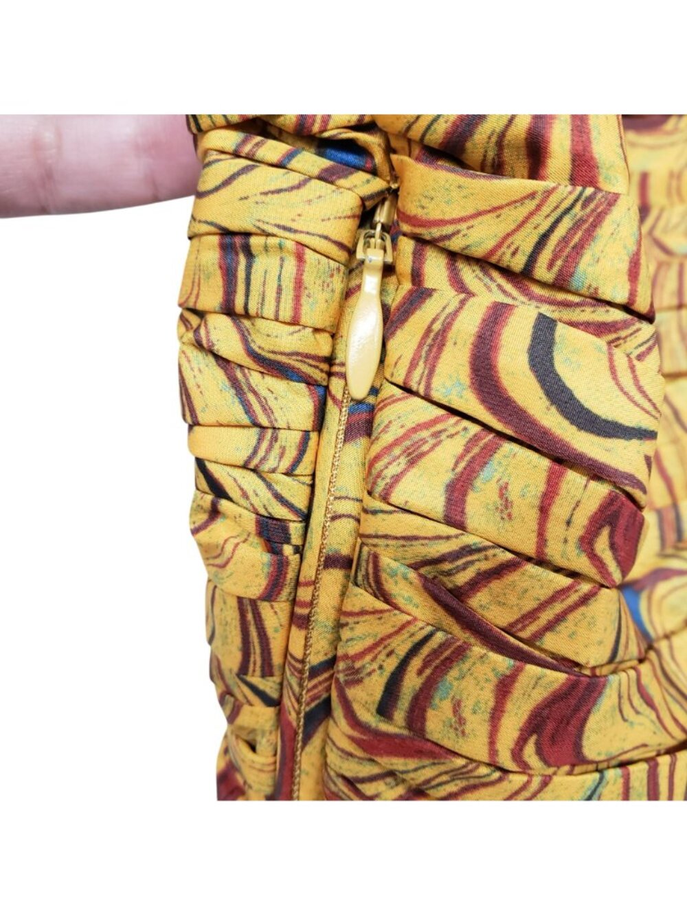 Ulla Johnson $795 Gwen Tiger's Eye Puff Sleeve Pleated Mini Dress Gold Funky - Picture 11 of 16